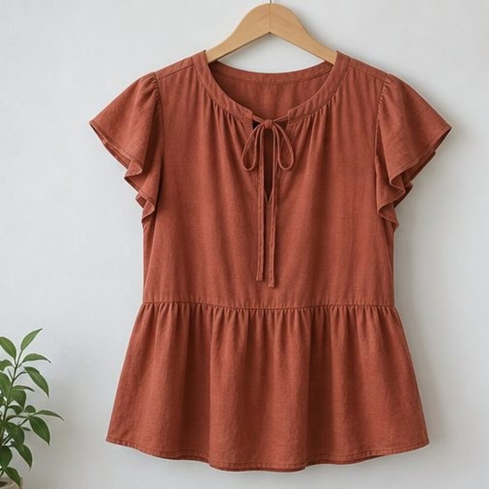 Rust Smocked Top